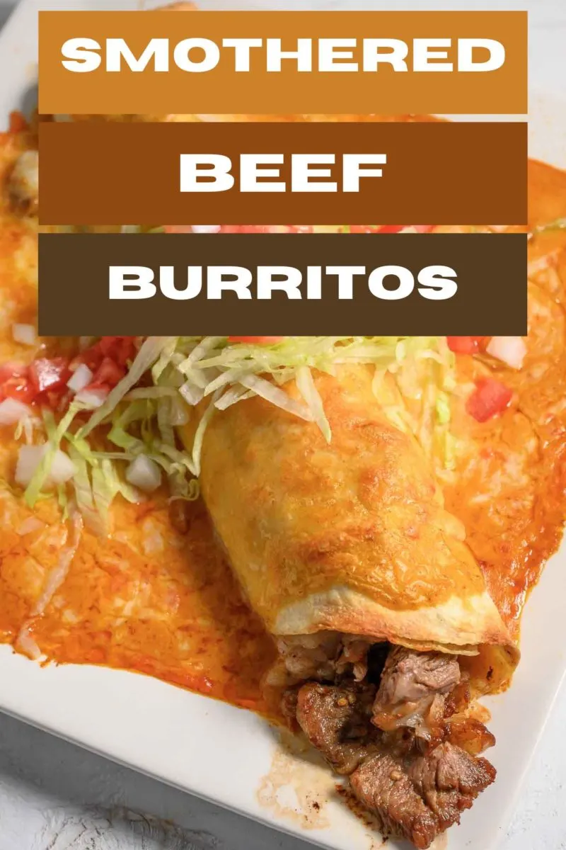 Smothered Beef Burrito on a plate.