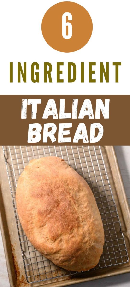 6 Ingredient Italian Bread on a cooling rack and baking sheet.