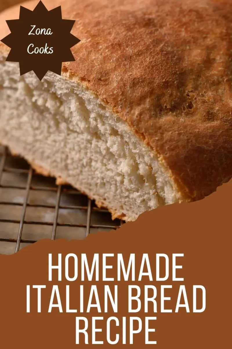 Homemade Italian Bread on a wire rack.