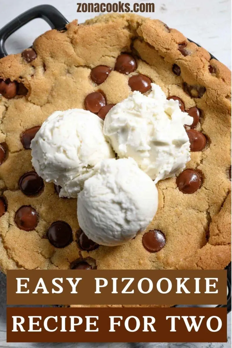 Easy Pizookie topped with ice cream.