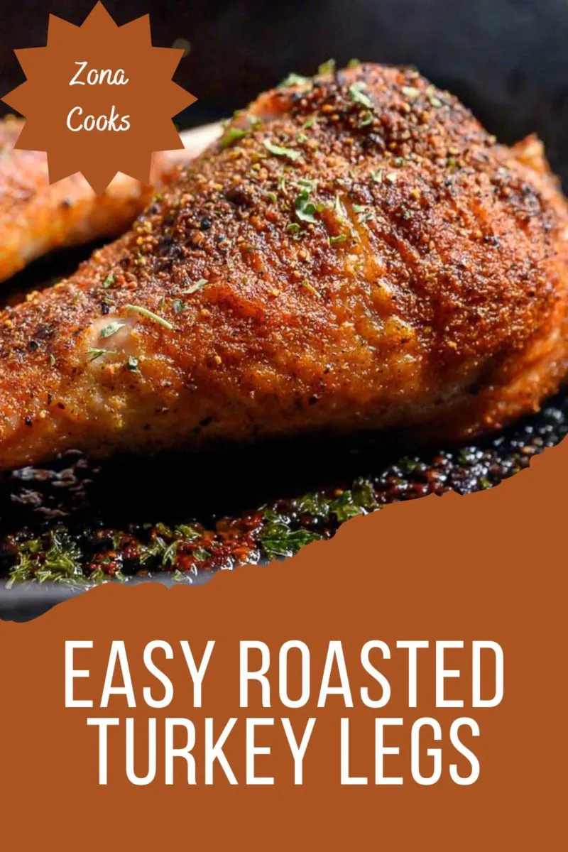 Easy Roasted Turkey Legs in a cast iron skillet.