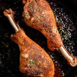 3 Ingredient Roasted Turkey Legs in a baking dish.