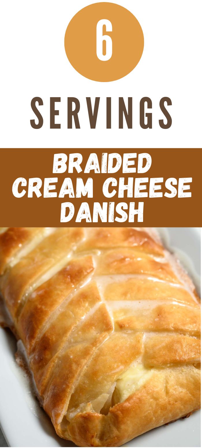 cheese danish braid on a platter.