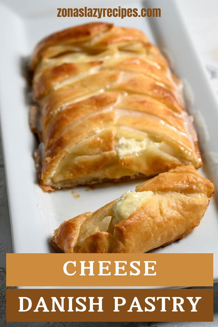 cheese danish braid on a platter.