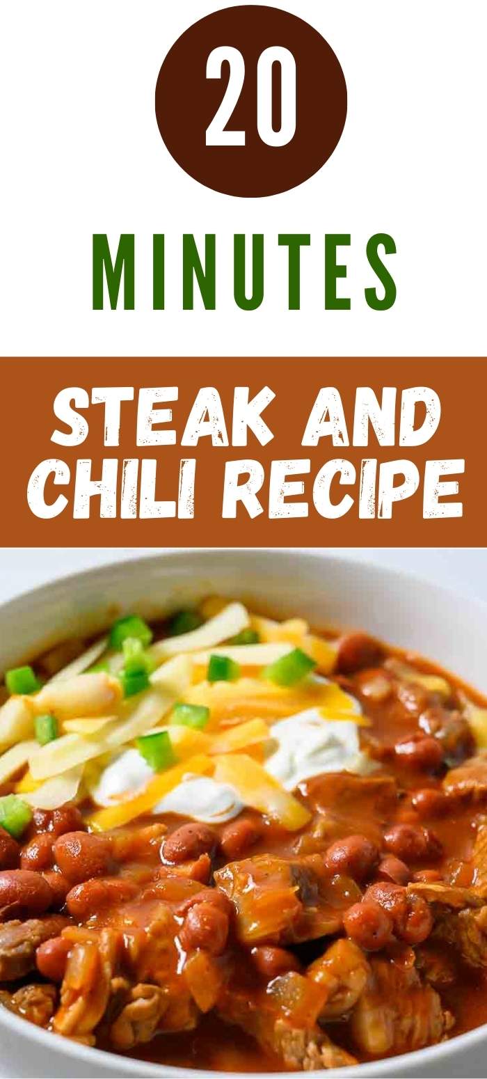 Beef Steak Chili topped with sour cream, shredded cheese, and jalapenos.