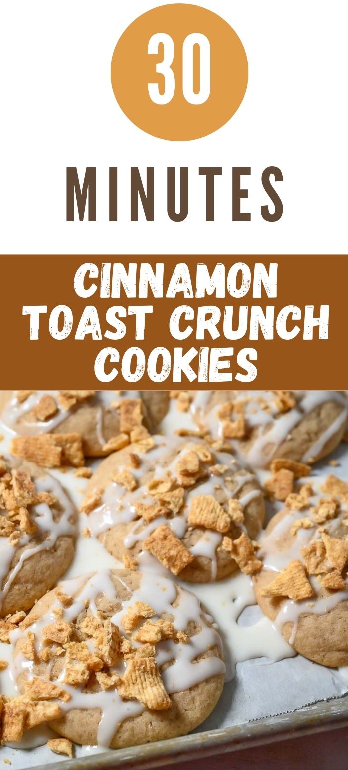 cinnamon toast crunch cookies on a baking sheet.