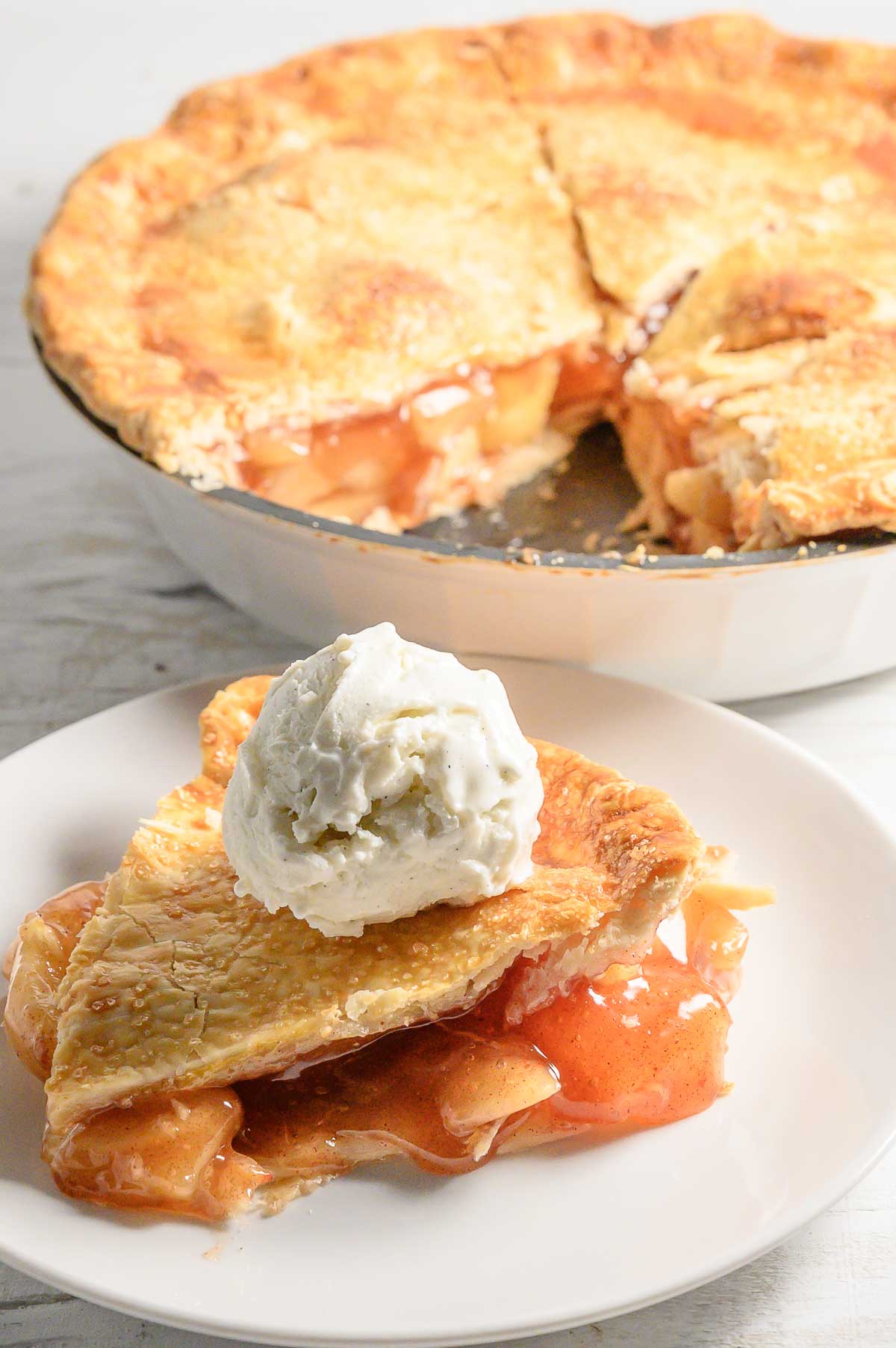 a slice of 7 Ingredient Cinnamon Apple Pie on a plate.