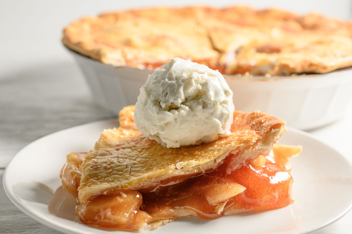 a slice of 7 Ingredient Cinnamon Apple Pie on a plate.