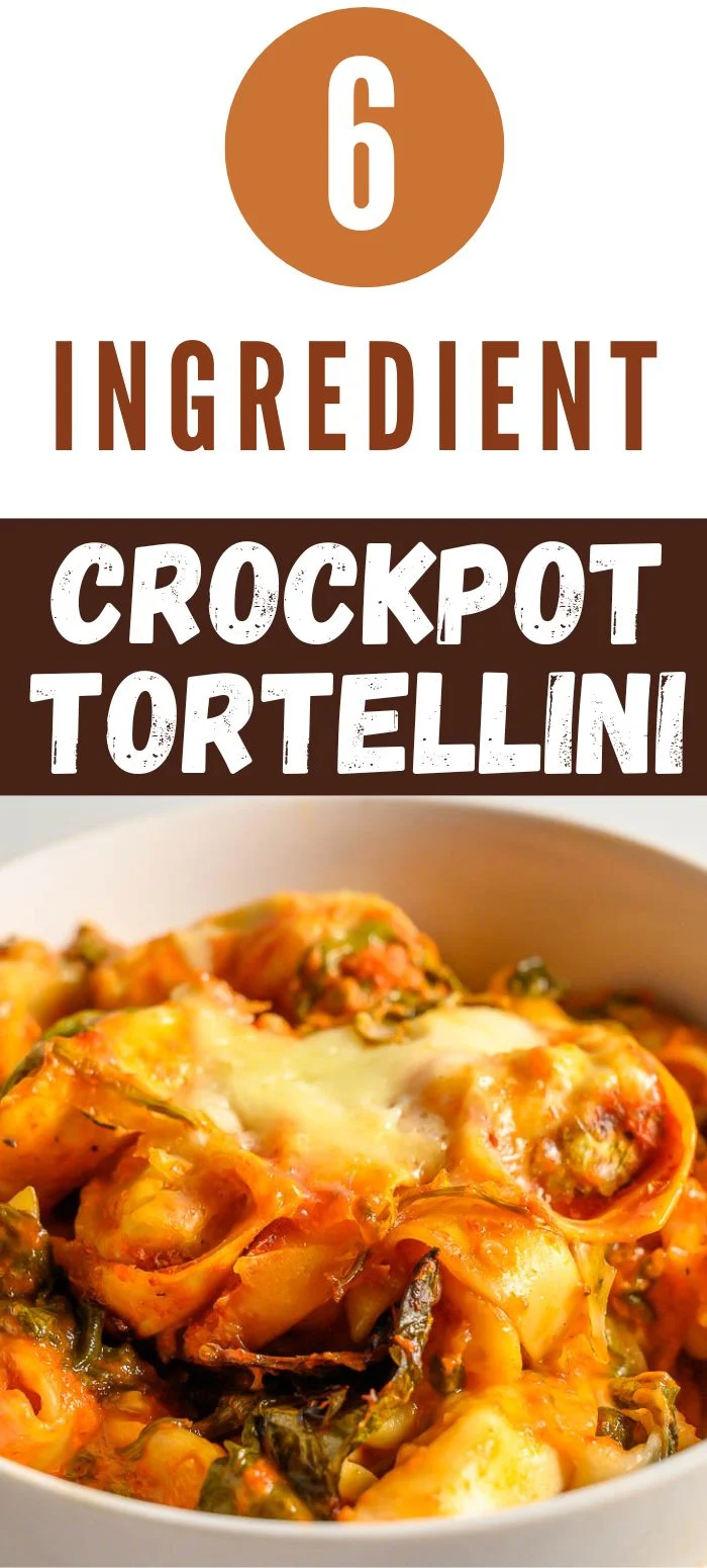 6 ingredient crockpot tortellini in a bowl.