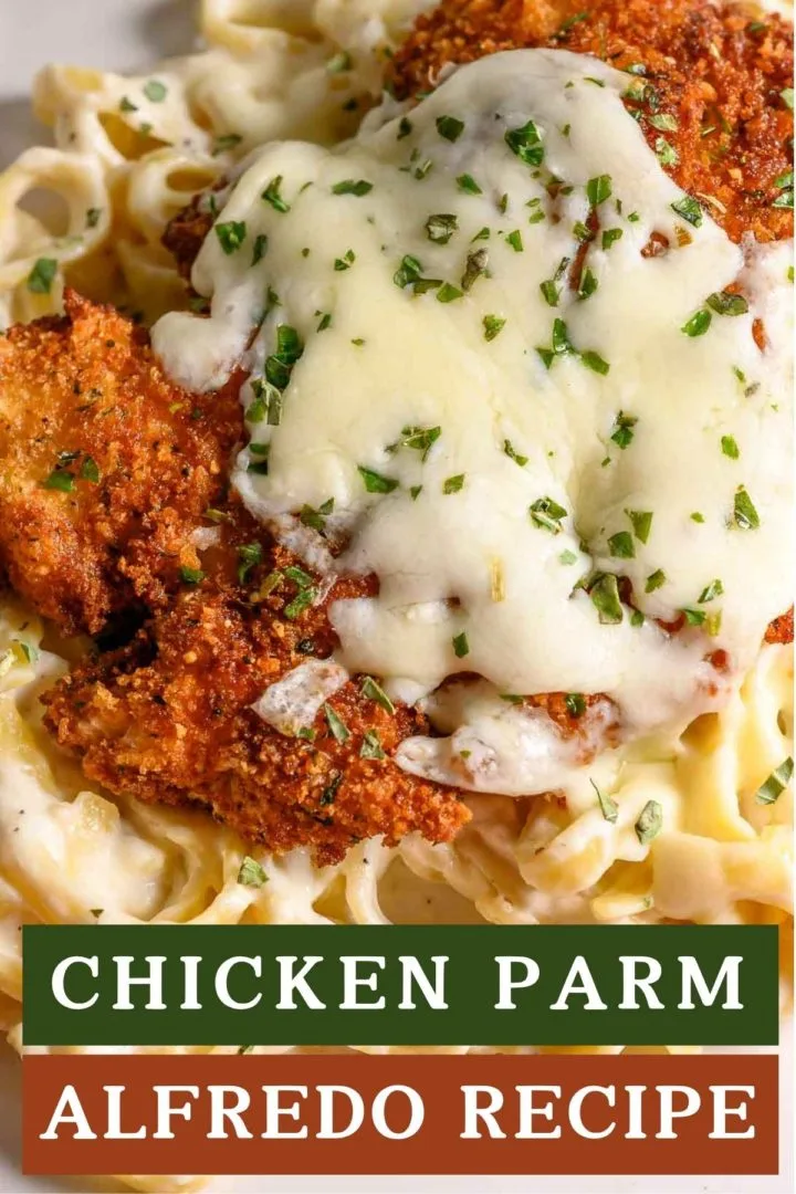 crispy panko fried chicken over pasta and topped with melted cheese.