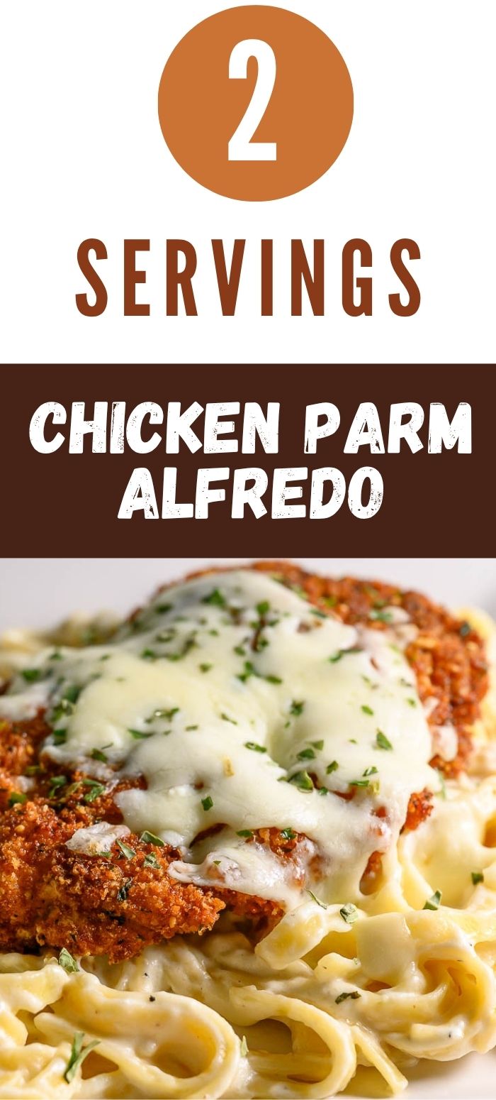 crispy panko fried chicken over pasta and topped with melted cheese.