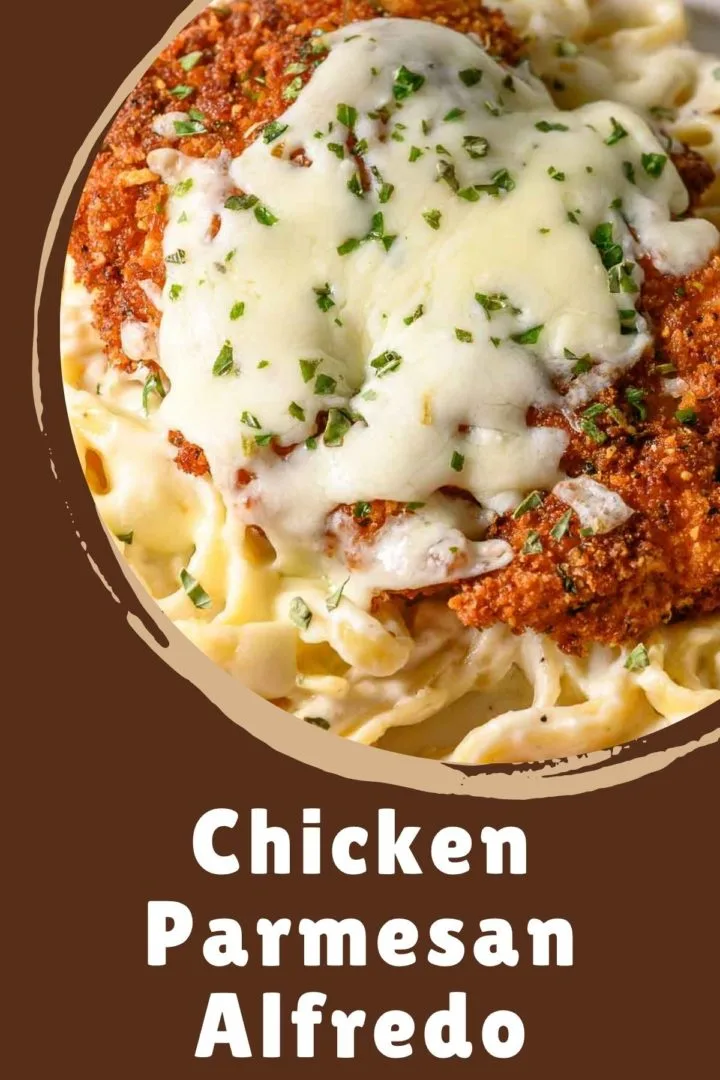 crispy panko fried chicken over pasta and topped with melted cheese.