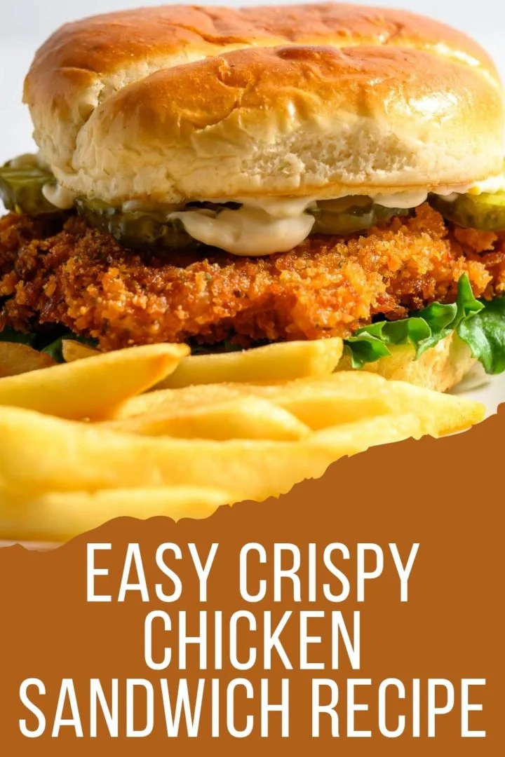 Easy Crispy Chicken Sandwich and French fries on a plate.