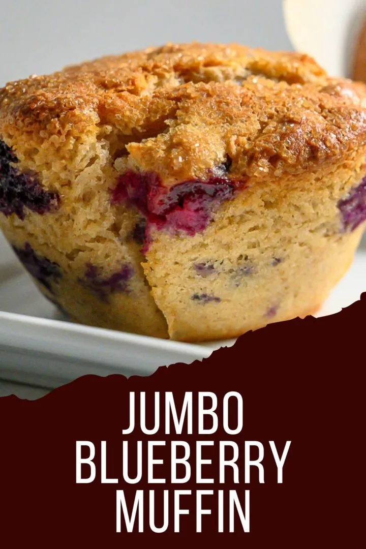 a jumbo blueberry muffin on a platter.