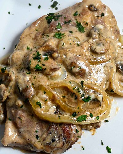 Creamy Mushroom Pork Steaks