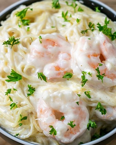 Shrimp Alfredo with Angel Hair Pasta