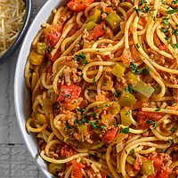 Veggie and Meat Spaghetti (with Vegan option)