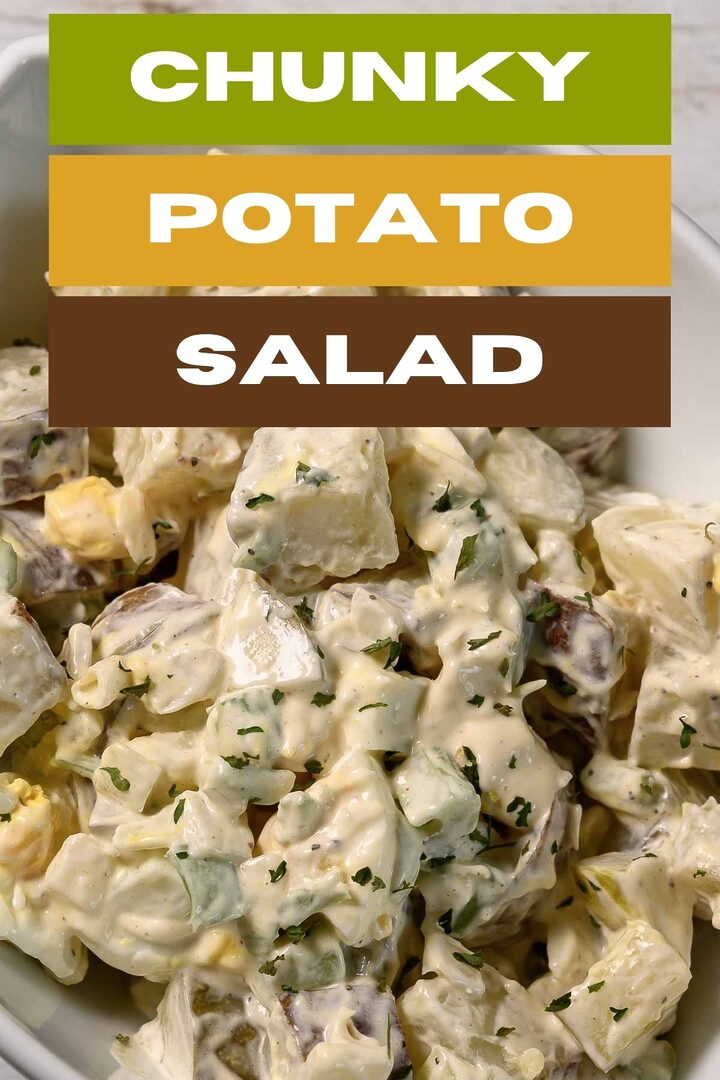 chunky potato salad in a bowl.