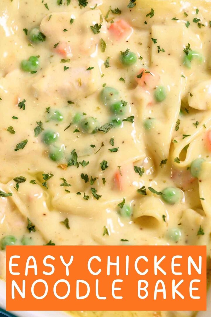 easy chicken noodle bake in a dish.
